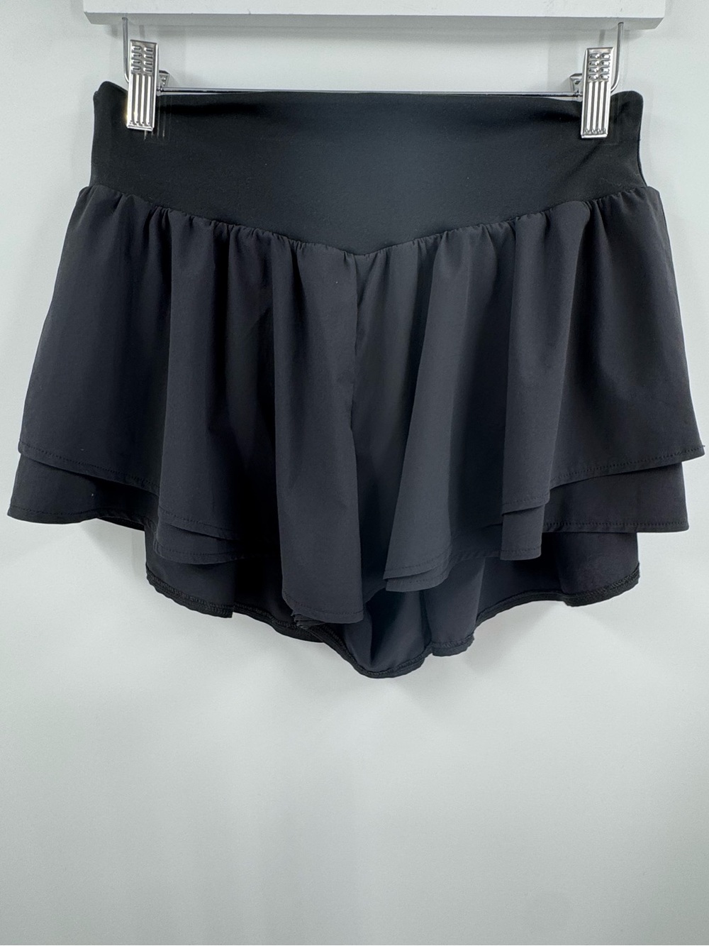 Black Layered Ruffle Skirt - Women's Running Short